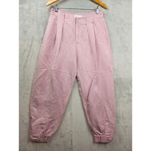 Anthropologie Women Pants Sz 8 Linen Blend Paper Bag Waist Pleated Jogger Purple